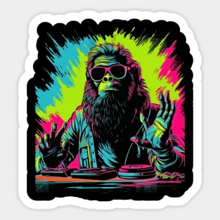 Bigfoot DJ | Funny Retro EDM Festival Bigfoot #2 Sticker